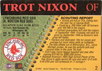 1994 Action Packed Minors #2 Trot Nixon Back