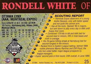 1994 Action Packed Minors #25 Rondell White Back