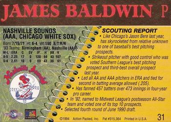 1994 Action Packed Minors #31 James Baldwin Back