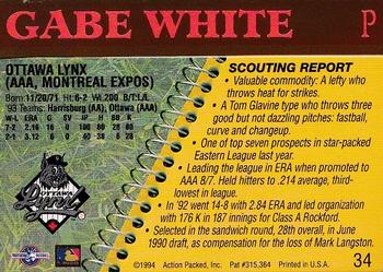 1994 Action Packed Minors #34 Gabe White Back
