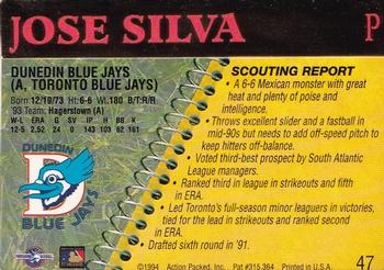 1994 Action Packed Minors #47 Jose Silva Back