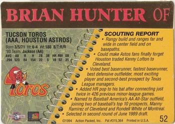 1994 Action Packed Minors #52 Brian Hunter Back
