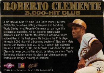 1994 Action Packed Minors #70 Roberto Clemente Back