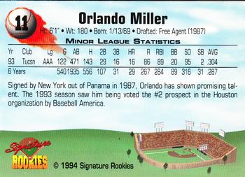 1994 Signature Rookies #11 Orlando Miller Back