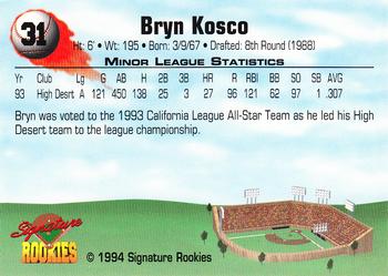 1994 Signature Rookies #31 Bryn Kosco Back