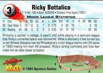 1994 Signature Rookies #3 Ricky Bottalico Back