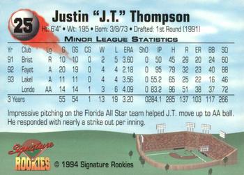 1994 Signature Rookies #25 Justin Thompson Back