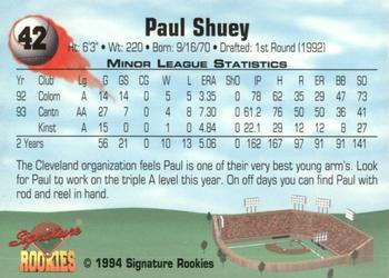 1994 Signature Rookies #42 Paul Shuey Back