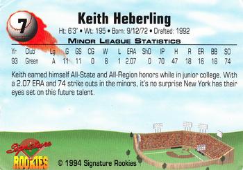 1994 Signature Rookies #7 Keith Heberling Back