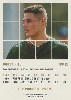 2001 Just 2K1 Top Prospect Promos - Gold #TPP.12 Bobby Hill Back