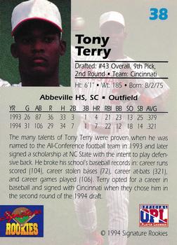 1994 Signature Rookies Draft Picks #38 Tony Terry Back