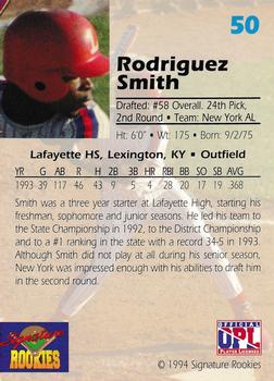 1994 Signature Rookies Draft Picks #50 Rodriguez Smith Back