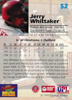 1994 Signature Rookies Draft Picks #52 Jerry Whittaker Back
