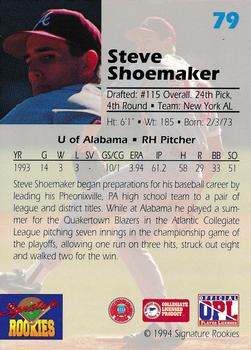 1994 Signature Rookies Draft Picks #79 Steve Shoemaker Back