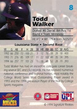 1994 Signature Rookies Draft Picks #8 Todd Walker Back