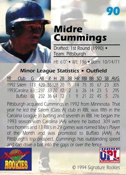 1994 Signature Rookies Draft Picks #90 Midre Cummings Back