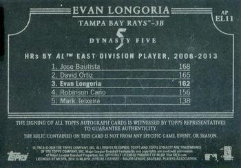 2014 Topps Dynasty - Gold Ink #APEL11 Evan Longoria Back