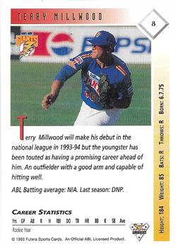 1993-94 Futera Australian Baseball Export Series #8 Terry Millwood Back