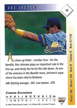 1993-94 Futera Australian Baseball Export Series #18 Ron Johnson Back