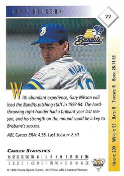 1993-94 Futera Australian Baseball Export Series #22 Gary Nilsson Back