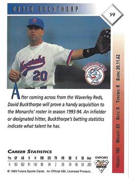 1993-94 Futera Australian Baseball Export Series #59 David Buckthorpe Back