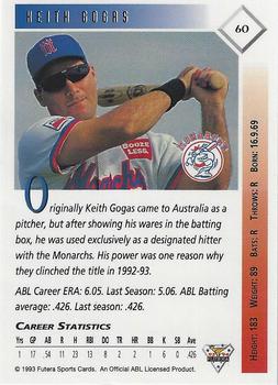1993-94 Futera Australian Baseball Export Series #60 Keith Gogas Back