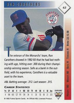 1993-94 Futera Australian Baseball Export Series #62 Ron Carothers Back