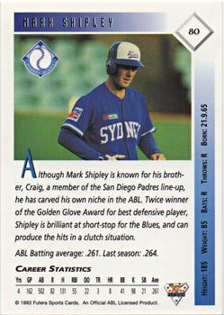 1993-94 Futera Australian Baseball Export Series #80 Mark Shipley Back