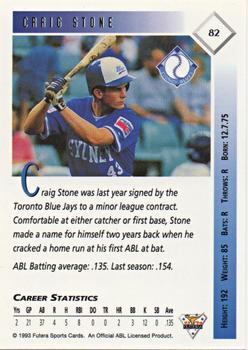 1993-94 Futera Australian Baseball Export Series #82 Craig Stone Back