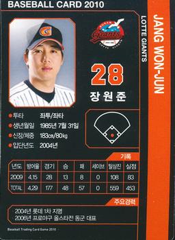 2010 Korean Baseball Organization Trading Card Game #AL007 Won-Jun Jang Back