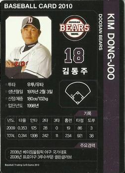 2010 Korean Baseball Organization Trading Card Game #AD002 Dong-Joo Kim Back