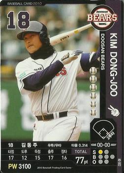 2010 Korean Baseball Organization Trading Card Game #AD002 Dong-Joo Kim Front