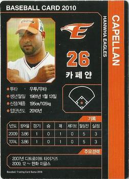 2010 Korean Baseball Organization Trading Card Game #AH007 Jose Capellan Back