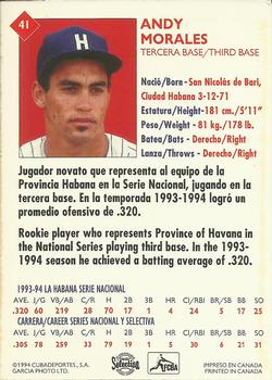 1994 Cuban Serie Selectiva #41 Andy Morales Back