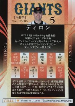 2006 BBM Yomiuri Giants #G044 Joe Dillon Back