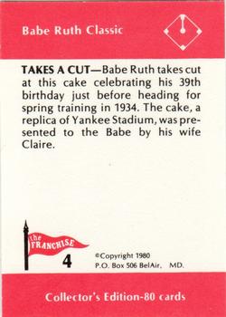 1980 Franchise Babe Ruth #4 Babe Ruth Back