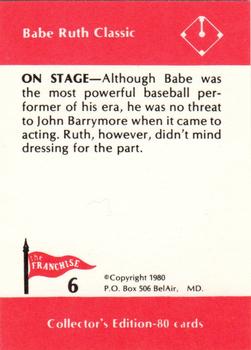 1980 Franchise Babe Ruth #6 Babe Ruth Back