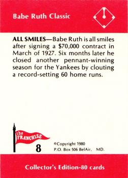 1980 Franchise Babe Ruth #8 Babe Ruth Back