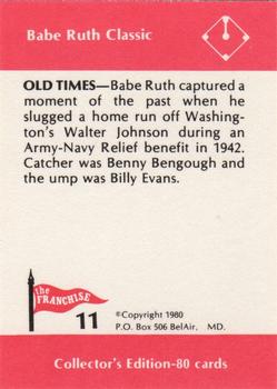 1980 Franchise Babe Ruth #11 Babe Ruth Back