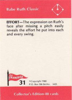 1980 Franchise Babe Ruth #31 Babe Ruth Back