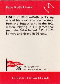 1980 Franchise Babe Ruth #35 Babe Ruth Back