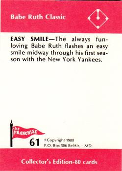 1980 Franchise Babe Ruth #61 Babe Ruth Back