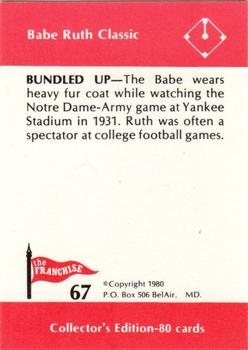 1980 Franchise Babe Ruth #67 Babe Ruth Back