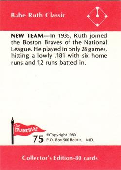 1980 Franchise Babe Ruth #75 Babe Ruth Back