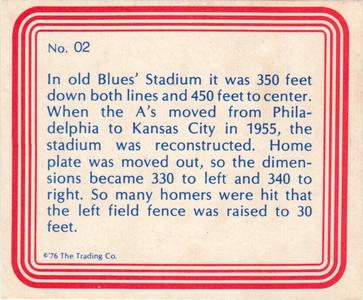 1976 Trading Co. Kansas City Municipal Stadium #02 Municipal Stadium Back