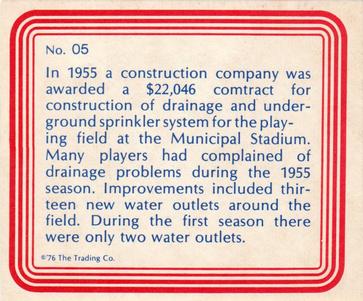 1976 Trading Co. Kansas City Municipal Stadium #05 Municipal Stadium Back