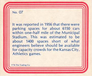 1976 Trading Co. Kansas City Municipal Stadium #07 Municipal Stadium Back