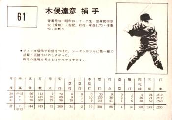1967 Kabaya-Leaf (JF 4) #61 Tatsuhiko Kimata Back