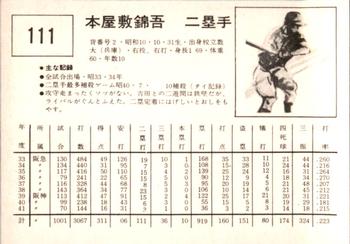 1967 Kabaya-Leaf (JF 4) #111 Kingo Motoyashiki Back