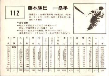 1967 Kabaya-Leaf (JF 4) #112 Katsumi Fujimoto Back